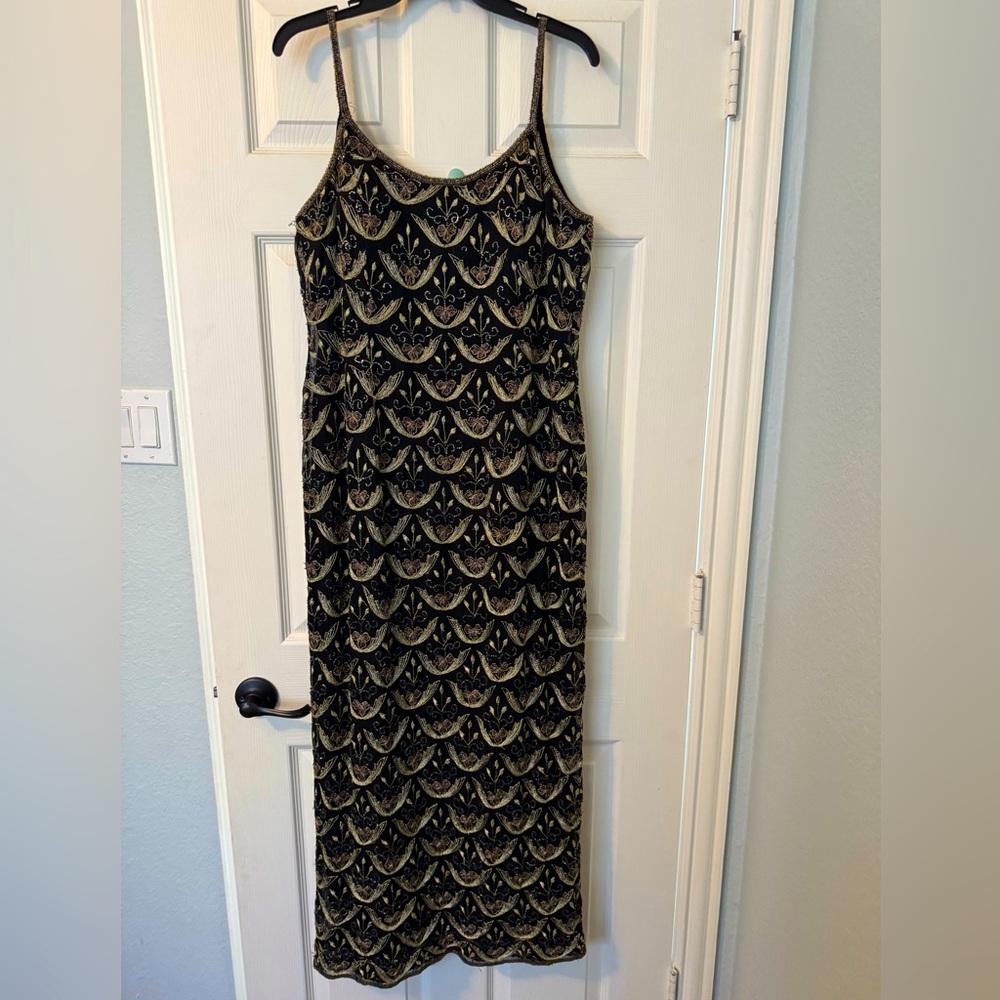 Adrianna Papell vintage silk beaded evening gown